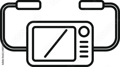 Cardiac first aid icon outline vector. Medical defibrillator. Device portable