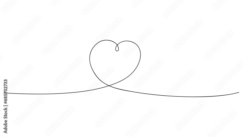 Heart continuous line art drawing. Vector illustration