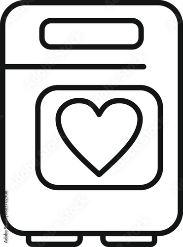 Automatic defibrillator icon outline vector. Breath attack problem. Cardiac care