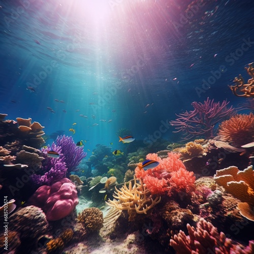 Underwater footage of colorful coral reefs and marine life 