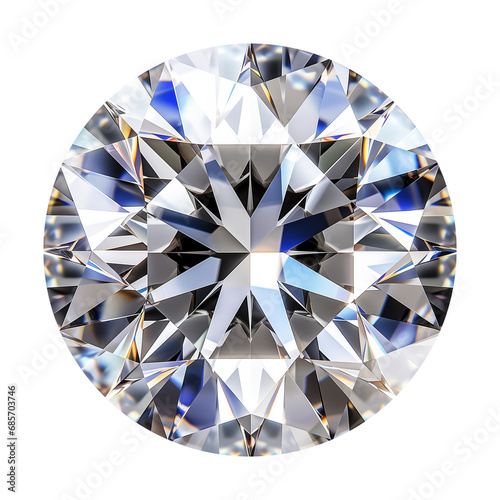 Polished Diamond Top View Isolated on Transparent Background
