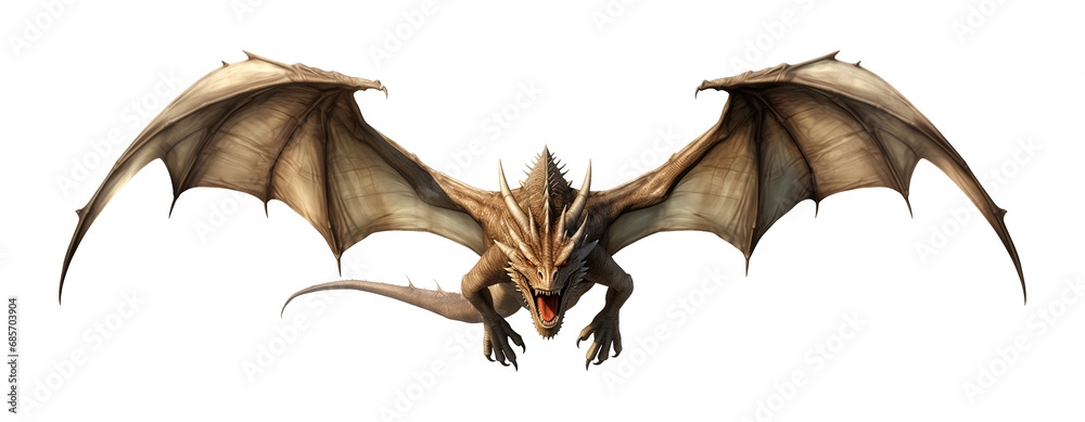 Dragon Flying Front View Isolated on Transparent Background
 - obrazy, fototapety, plakaty 