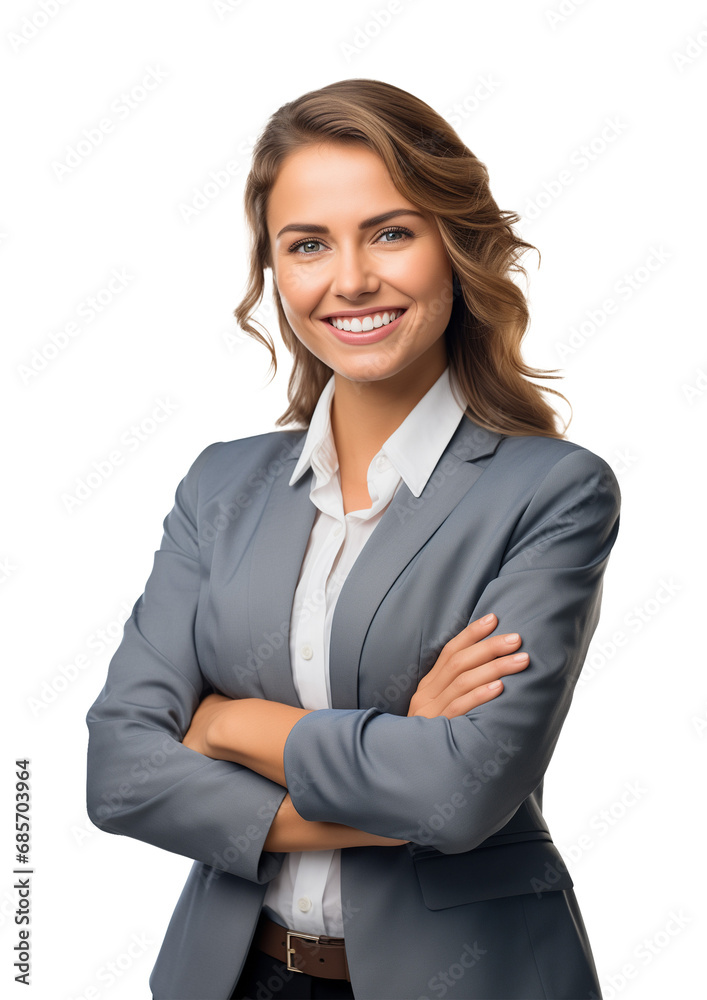 Happy Businesswoman Crossed Arms Isolated on Transparent Background
Happy Businesswoman Crossed Arms Isolated on Transparent Background