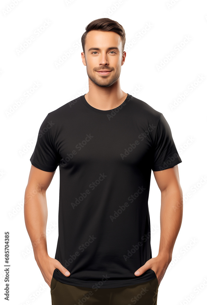 Man Wearing Black Tshirt for Mockup Isolated on Transparent Background
Man Wearing Black Tshirt for Mockup Isolated on Transparent Background