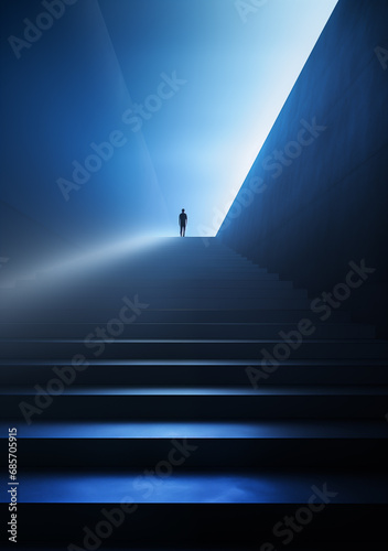 Person walking up stairs photo