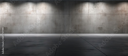 Concrete floor illuminated by spotlight Copy space image Place for adding text or design © HN Works
