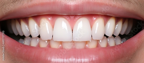 After fixing 20 unit emax press ceramic veneers there is a noticeable difference in the picture Copy space image Place for adding text or design photo