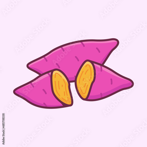 Sweet Potato Illustration, Vegetable healthy food vector illustration