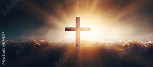 Christian cross symbolizes faith in Jesus and the Christian religion Copy space image Place for adding text or design