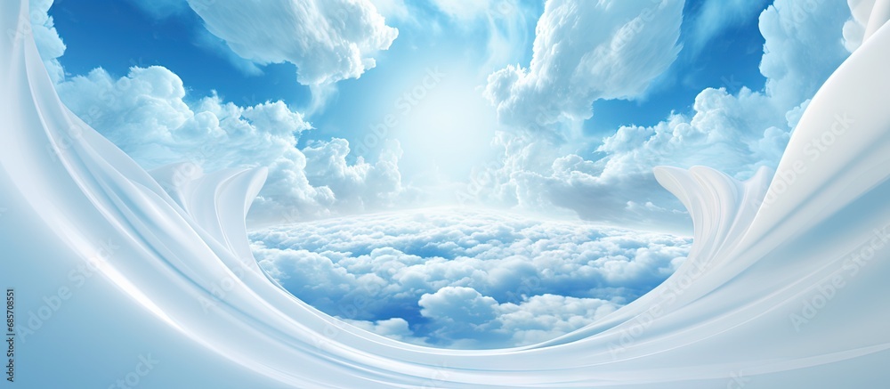 Clouds illustrated in a tunnel with a fantastic circular design Copy space image Place for adding text or design - obrazy, fototapety, plakaty 