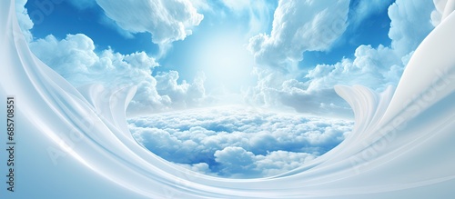 Clouds illustrated in a tunnel with a fantastic circular design Copy space image Place for adding text or design