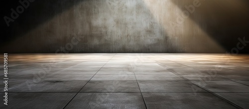 Concrete floor illuminated by spotlight Copy space image Place for adding text or design photo