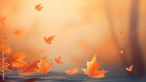 Enchanting Autumn Woods  Realistic Falling Maple Leaves in a Colorful Forest