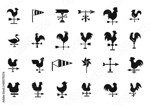 Vane icons set simple vector. Breeze toy. Paper animal air wind