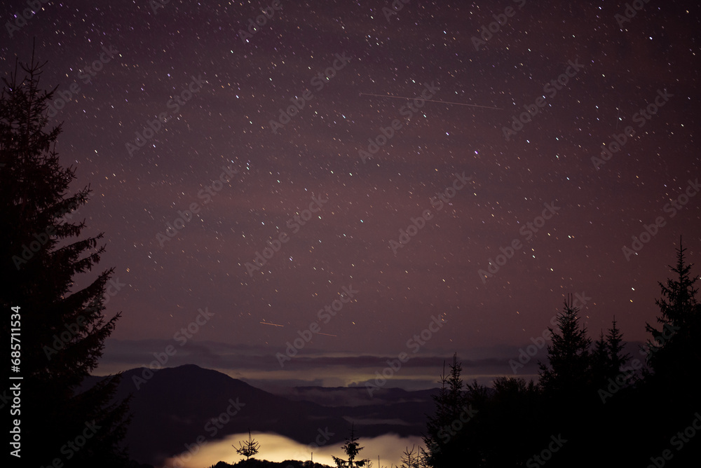 Night details with the sky full of stars observed from an wild place on Earth. The universe illuminated by infinite brilliance. Meteor showers during the summer Night details with the sky full of stars observed from an wild place on Earth. The universe illuminated by infinite brilliance. Meteor showers during the summer