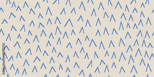 Pattern of blue triangles check marks. Vector pattern of primitive triangles. Seamless for wallpaper and print surfaces.