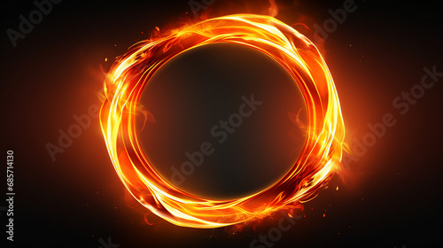 Mesmerizing Realistic Fire Burning Rings - Fiery Circle Background with Intense Heat and Glowing Flames, Perfect for Passionate Designs and Warm Atmospheres.