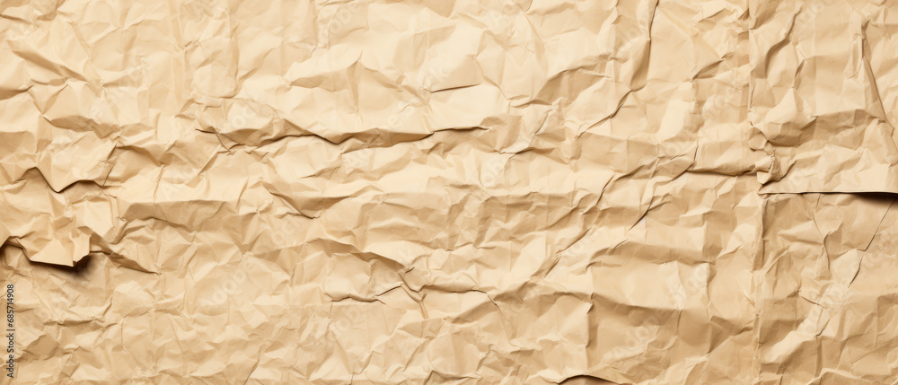 Texture of crumpled craft paper. Horizontal crumpled empty paper template for posters and banners. Texture of crumpled craft paper. Horizontal crumpled empty paper template for posters and banners.
