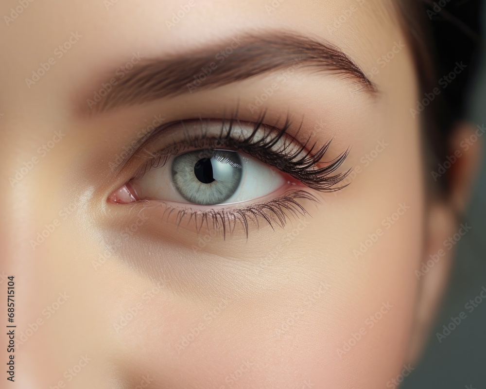 Cute Dentition: Aesthetic Cosmetic Treatment for Beautiful Eyelashes of Caucasian Woman at Institute Cute Dentition: Aesthetic Cosmetic Treatment for Beautiful Eyelashes of Caucasian Woman at Institute