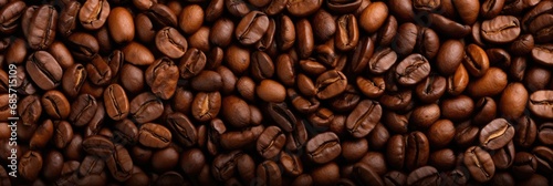 Roasted Coffee Beans Background. Brown Texture of Coffee Beans for Hot Drink Lovers  Cafes and Caffeine Fans