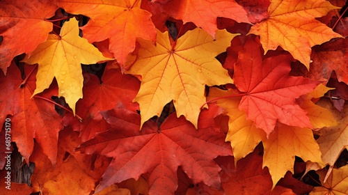 Fall Highlight  Heaps of Red and Yellow Maple Leaves in Sugar Maple Mountains near Seattle s Northwest Suburbs