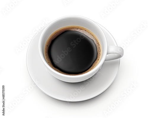 Hot Black Coffee in White Cup. Isolated Mug of Fresh Espresso Drink on White Background