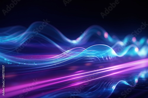 abstract futuristic background with pink blue glowing neon moving high speed wave lines and bokeh lights. Data transfer concept Fantastic wallpaper