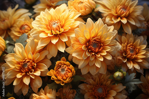 Chrysanthemum flowers. Orange flowers in the garden. Blossom. Nature and beauty concept. Gardening