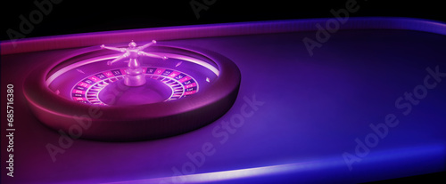 Obraz na plátně Purple, neon lights Roulette