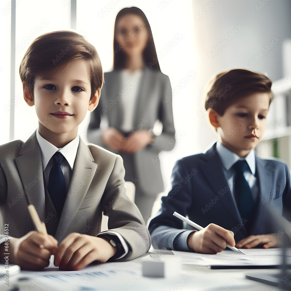 Professional Kids working in office team work with office colleagues in Office Environment
Professional Kids working in office team work with office colleagues in Office Environment