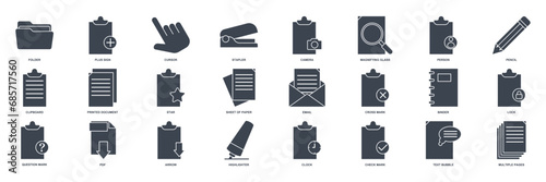 Document icon set, Included icons as Pencil, Folder, Clipboard, Question Mark and more symbols collection, logo isolated vector illustration