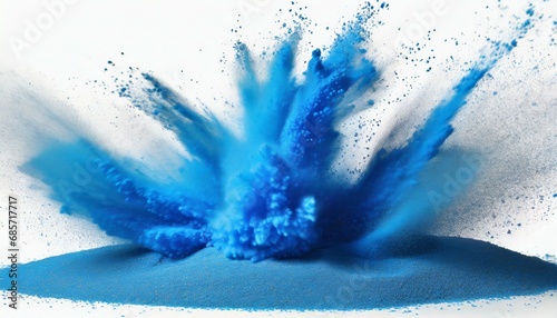 small size blue sand flying explosion ocean sands grain wave explode abstract cloud fly blue colored sand splash throwing in air white background isolated high speed shutter throwing freeze stop