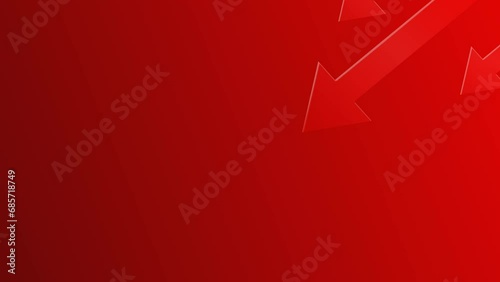 Market Crash, Red Arrow Graph Animation,  Red downwards arrow Background , stock market crash red Red Background. photo