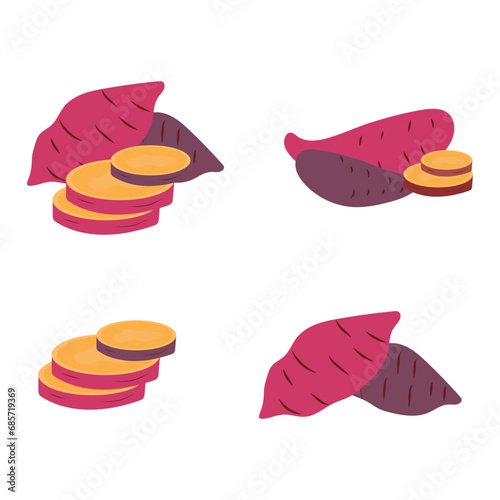 Batata or yam with red skin, cartoon vegetables used for poster, website, brochure, tag