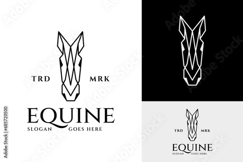 Luxury Geometry Horse Head Low Poly Equine Logo Branding Design Template