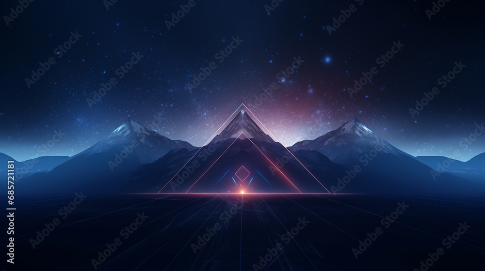 An abstract background with mountains in the form of triangles in the center