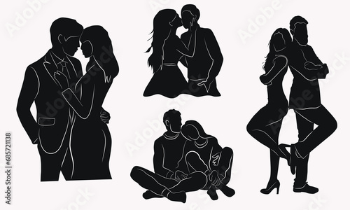 Romantic Couple Silhouette | Couple Clipart | Minimal Portrait  | Faceless Portrait | Faceless Art | Silhouette