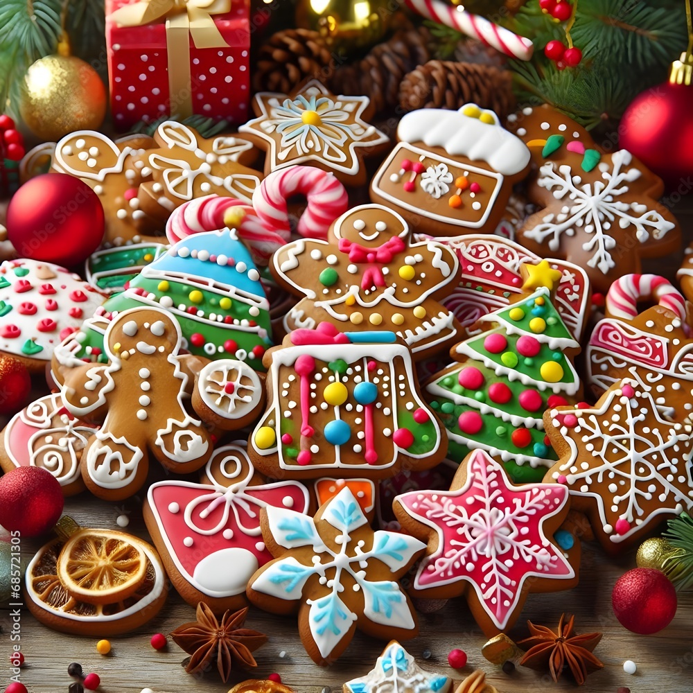 Colorfull decorated gingerbread cookies