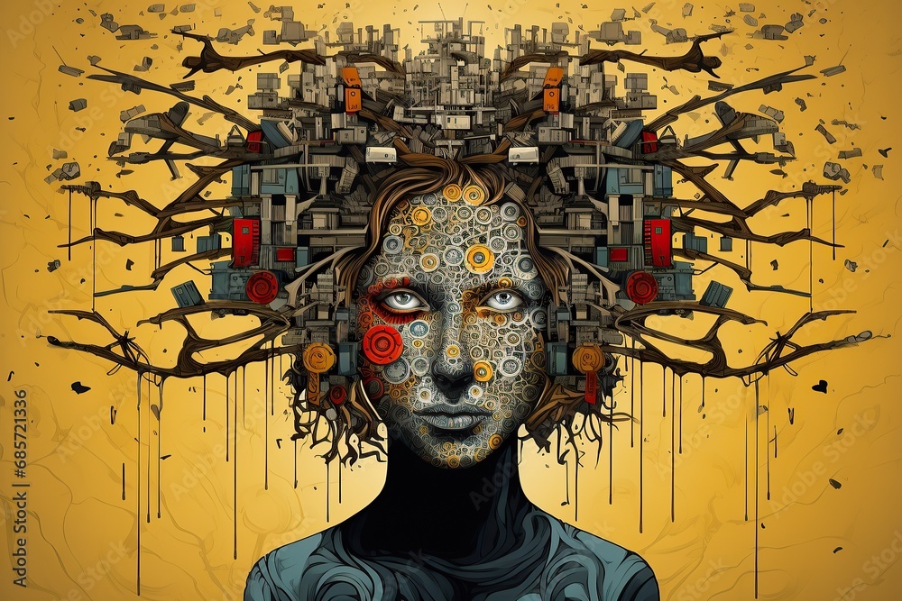 Immersed in Technology: A Person Surrounded by Digital Chaos Immersed in Technology: A Person Surrounded by Digital Chaos