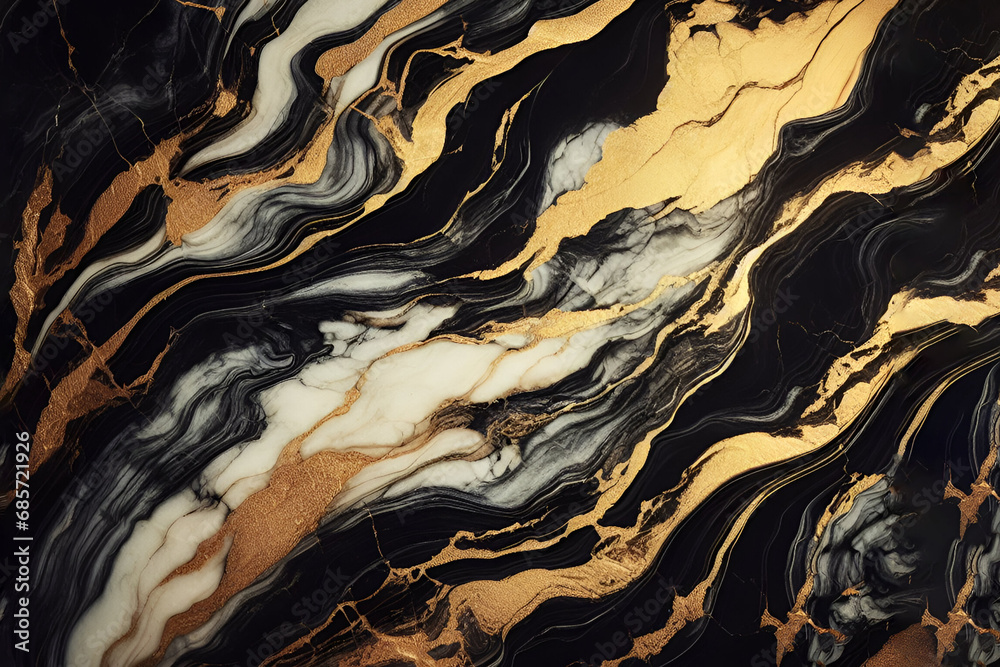 Obraz premium Black and gold marble texture background. Abstract design. Generative AI