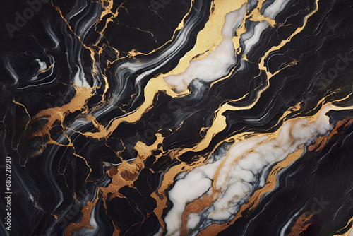 Black and gold marble texture background. Abstract design. Generative AI