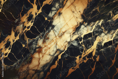 Black and gold marble texture background. Abstract design. Generative AI