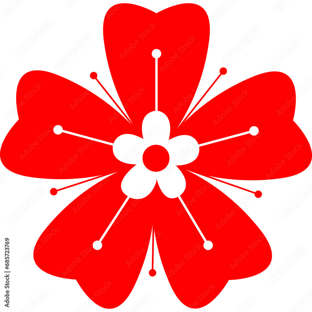 red flower blossom oriental asia for decoration festival asian culture flat design red flower blossom oriental asia for decoration festival asian culture flat design