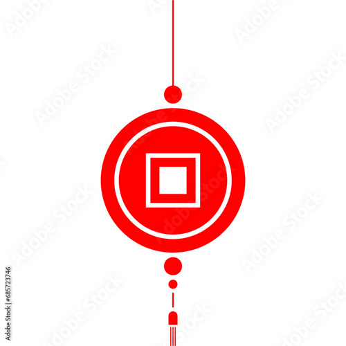 red coin money hanging for believe oriental asia china culture festival celebrity flat design
