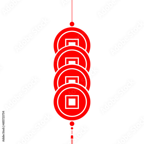 red coin money hanging for believe oriental asia china culture festival celebrity flat design