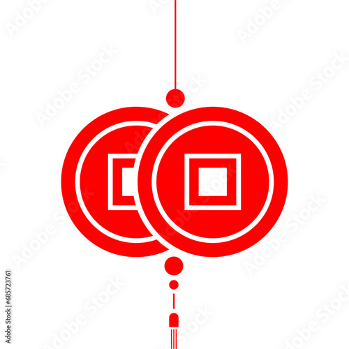 red coin money hanging for believe oriental asia china culture festival celebrity flat design