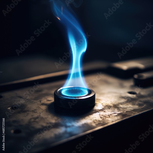 burning gas stove in kitchen 