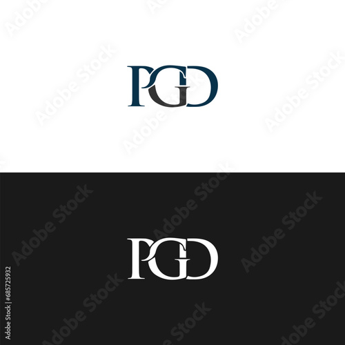 PGD logo. P G D design. White PGD letter. PGD, P G D letter logo design. Initial letter PGD linked circle uppercase monogram logo. photo