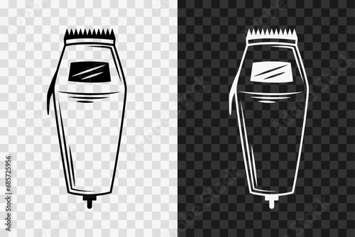 Hair clipper silhouette icon, vector glyph sign. Hair clipper symbol isolated on dark and light transparent backgrounds.