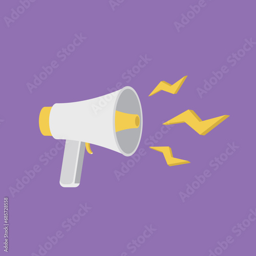 Megaphone speaker or loudspeaker bullhorn for announce promotion. Illustration of speaking megaphone or bullhorn. Symbol of Warning and Attention Message. Loudspeaker on the background.